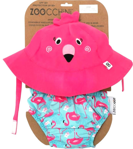 Set Badewindel & Sonnenhut UV-Schutz Flamingo