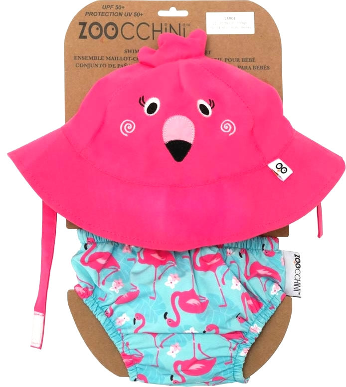Set Badewindel & Sonnenhut UV-Schutz Flamingo