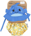 Set Badewindel & Sonnenhut UV-Schutz Wal blau-gelb