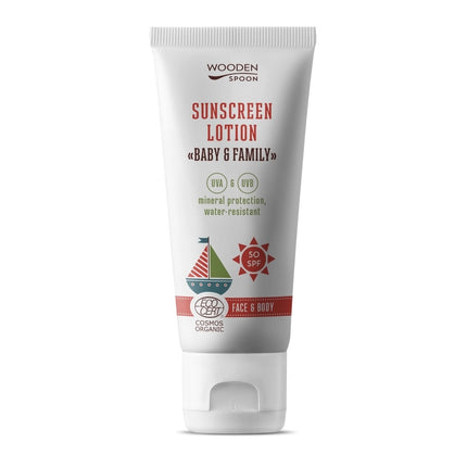 Wooden Spoon Sonnencreme Lotion Baby & Family LSF 50 Tube 100 ml