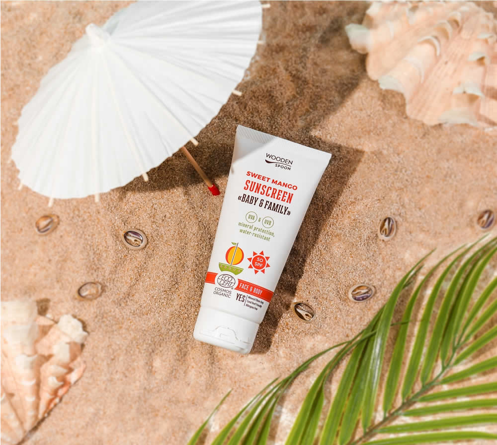 Wooden Spoon Sonnencreme Lotion Süße Mango LSF 50 Tube 150 ml